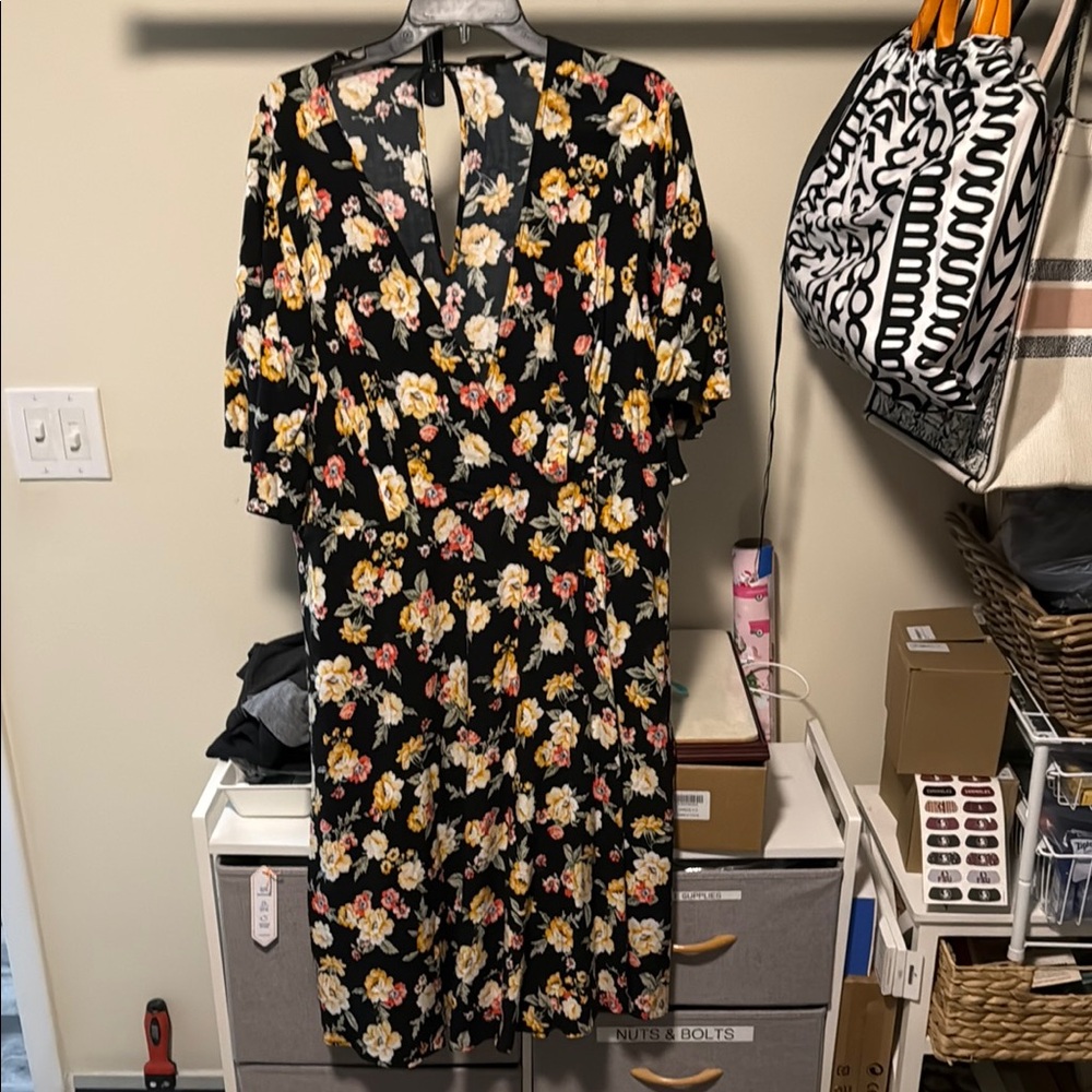 Torrid Orange Wrap Sundress with Flutter Sleeves